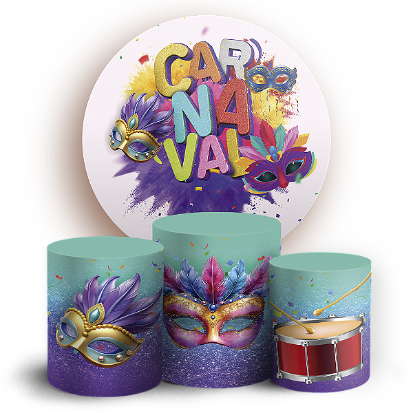 Capas Painel Redondo e Trio Cilindro Sublimado - Carnaval