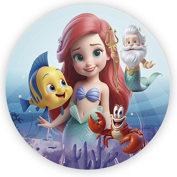 Painel Redondo - Princesa Ariel - Sublimado 3D
