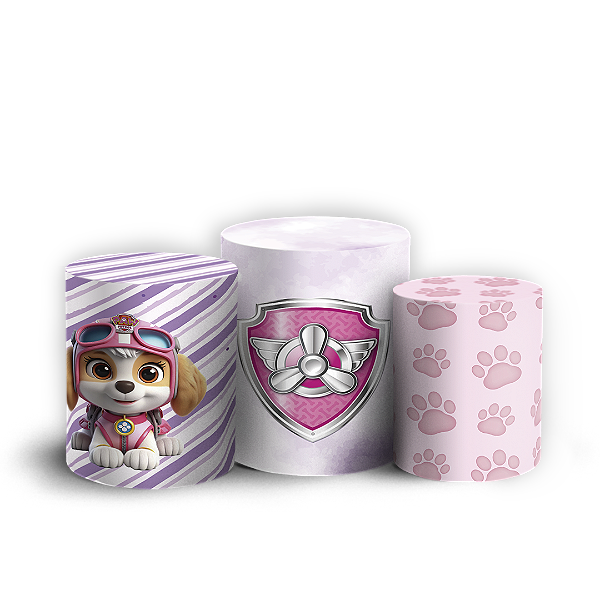 Capas Trio Cilindro Sublimado Vest Facil - Patrulha Canina Rosa