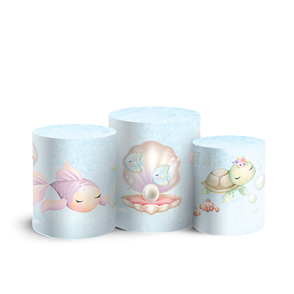 Capas Trio Cilindro Sublimado Vest Facil - Fundo do Mar