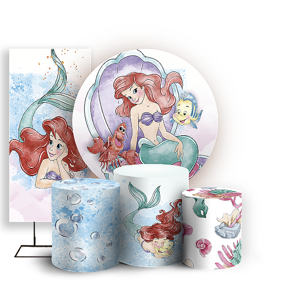 KIT Redondo Trio e Faixa - Princesa Ariel - Sublimado 3D