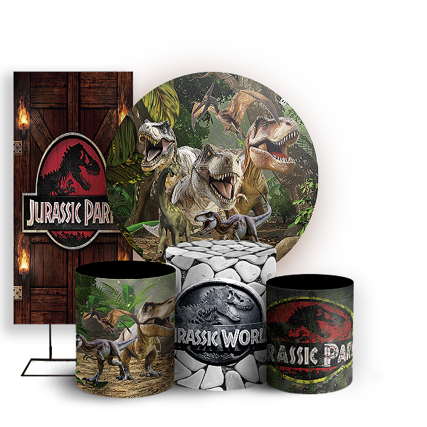 KIT Redondo Trio e Faixa - Dinossauro Jurassic - Sublimado 3D