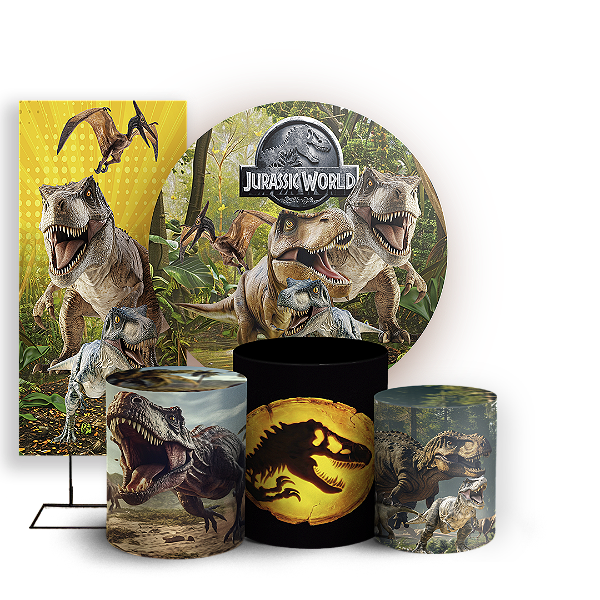 KIT Redondo Trio e Faixa - Dinossauro Jurassic - Sublimado 3D