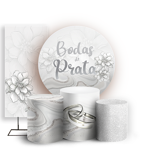 KIT Redondo Trio e Faixa - Bodas De Prata - Sublimado 3D