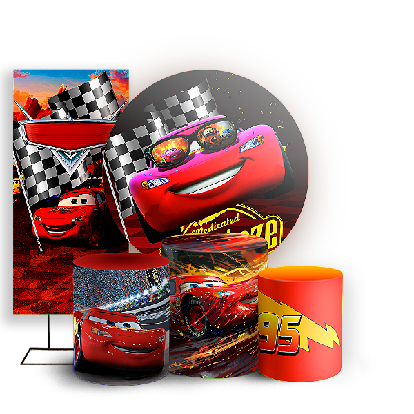 KIT Redondo Trio e Faixa - Carros McQueen - Sublimado 3D