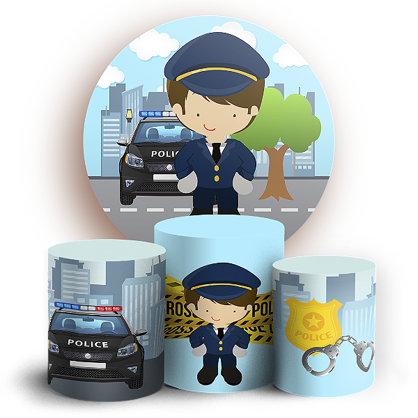 KIT Redondo e Trio - Policia Baby - Sublimado 3D