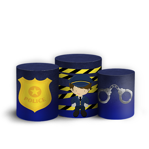 Capas Trio Cilindro Sublimado Vest Facil - Policia Baby