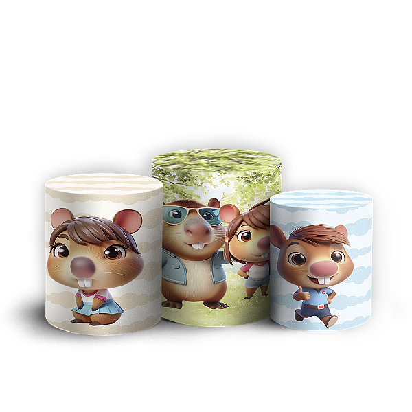 Capas Trio Cilindro Sublimado Vest Facil - Capivara