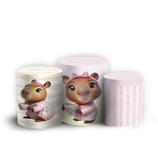 Capas Trio Cilindro Sublimado Vest Facil - Capivara