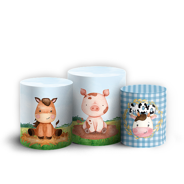 Capas Trio Cilindro Sublimado Vest Facil - Fazendinha