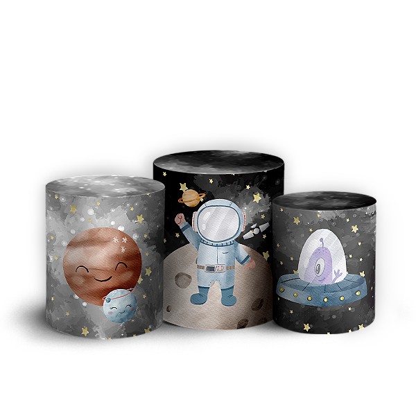Capas Trio Cilindro Sublimado Vest Facil - Astronauta