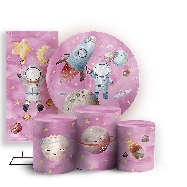 KIT Redondo Trio e Faixa - Astronauta - Sublimado 3D