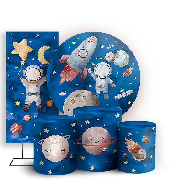KIT Redondo Trio e Faixa - Astronauta - Sublimado 3D