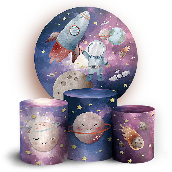 KIT Redondo e Trio - Astronauta - Sublimado 3D