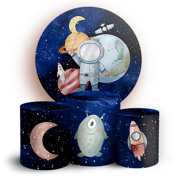KIT Redondo e Trio - Astronauta - Sublimado 3D