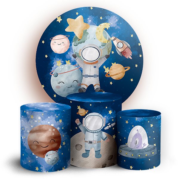 KIT Redondo e Trio - Astronauta - Sublimado 3D