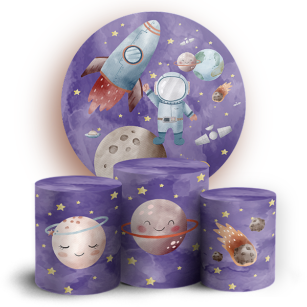 KIT Redondo e Trio - Astronauta - Sublimado 3D
