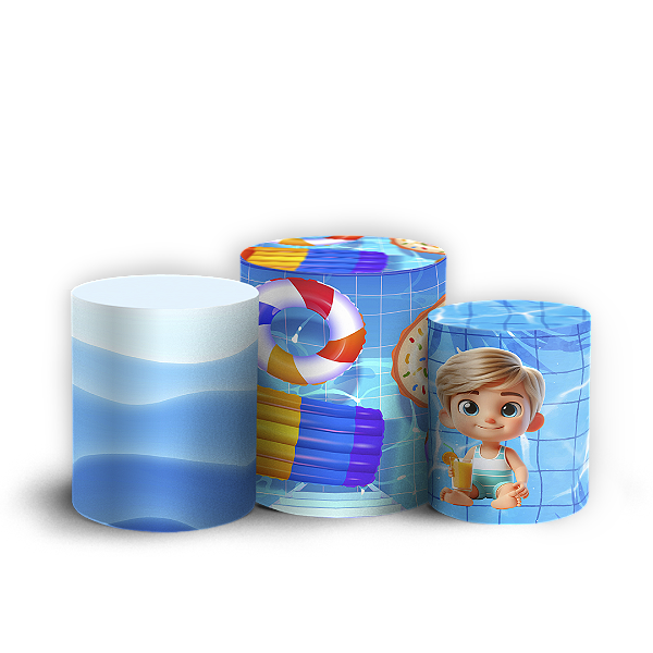 Capas Trio Cilindro Sublimado Vest Facil - Pool Party