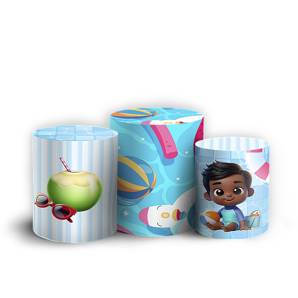 Capas Trio Cilindro Sublimado Vest Facil - Pool Party