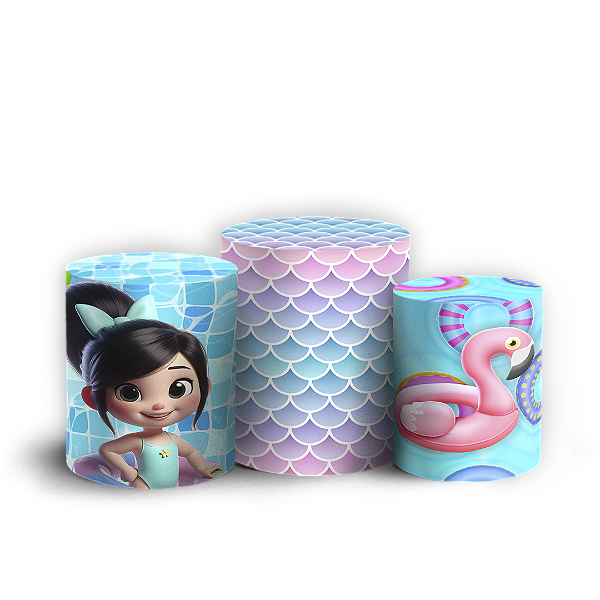 Capas Trio Cilindro Sublimado Vest Facil - Pool Party