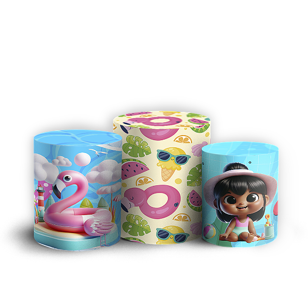Capas Trio Cilindro Sublimado Vest Facil - Pool Party