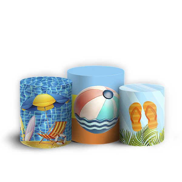 Capas Trio Cilindro Sublimado Vest Facil - Pool Party