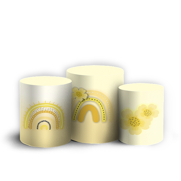 Capas Trio Cilindro Sublimado Vest Facil - Arco Iris Boho