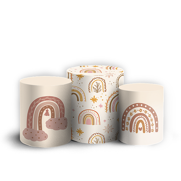 Capas Trio Cilindro Sublimado Vest Facil - Arco Iris Boho