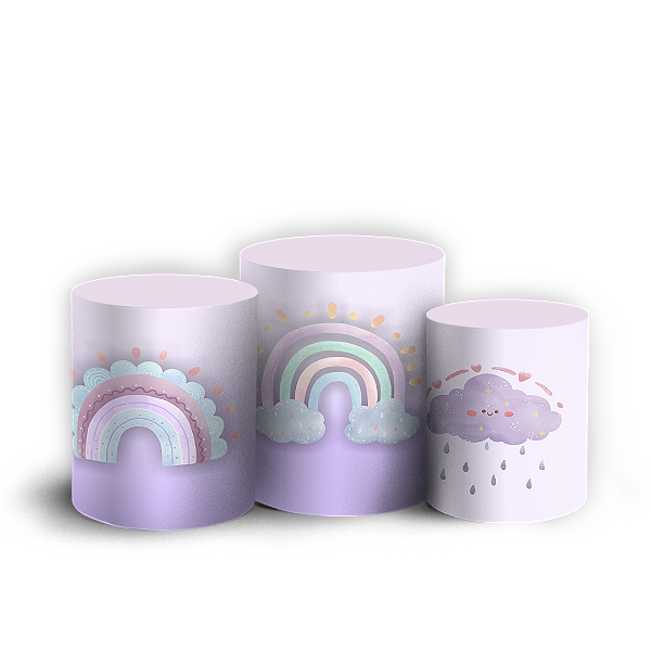 Capas Trio Cilindro Sublimado Vest Facil - Arco Iris Boho