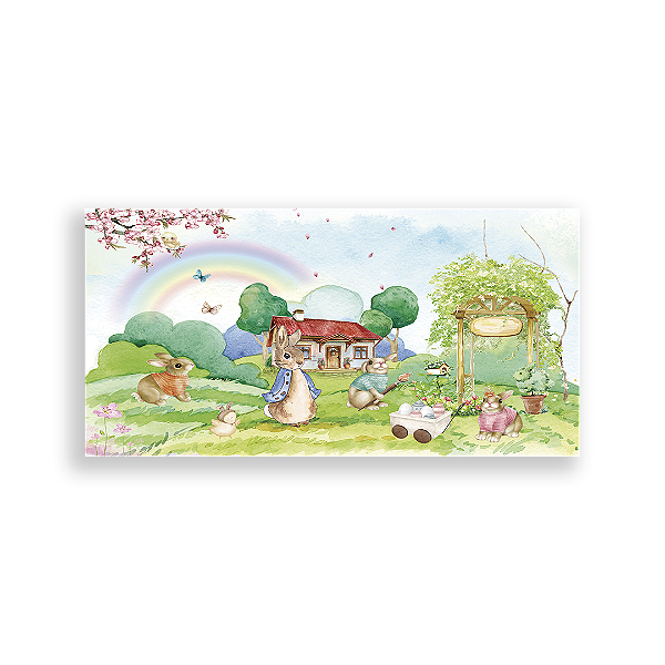Capa Painel Retangular Sublimado - Pascoa Jardins Bosque Coelho