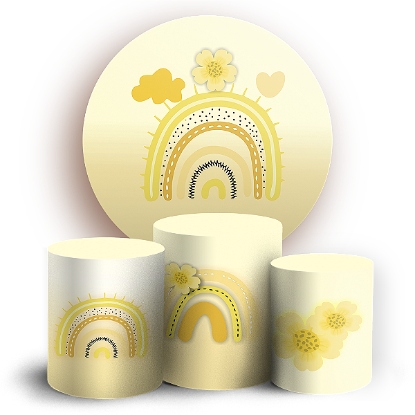 KIT Redondo e Trio - Arco Iris Boho - Sublimado 3D
