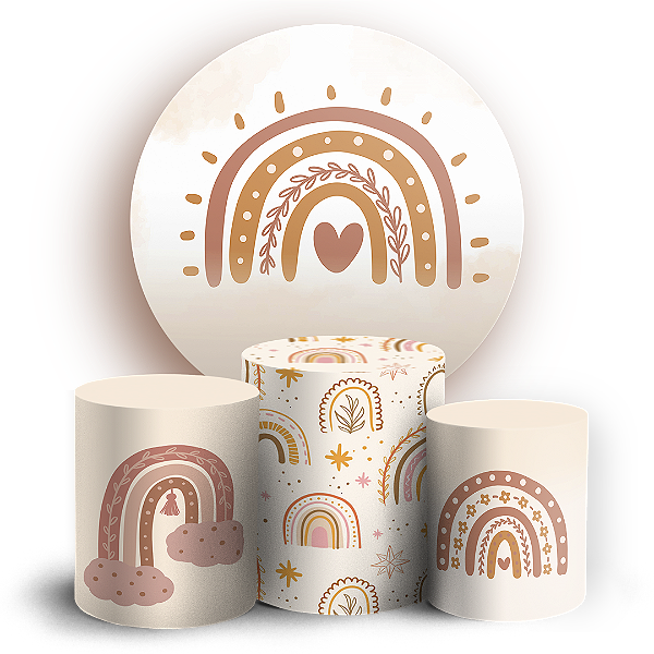 KIT Redondo e Trio - Arco Iris Boho - Sublimado 3D