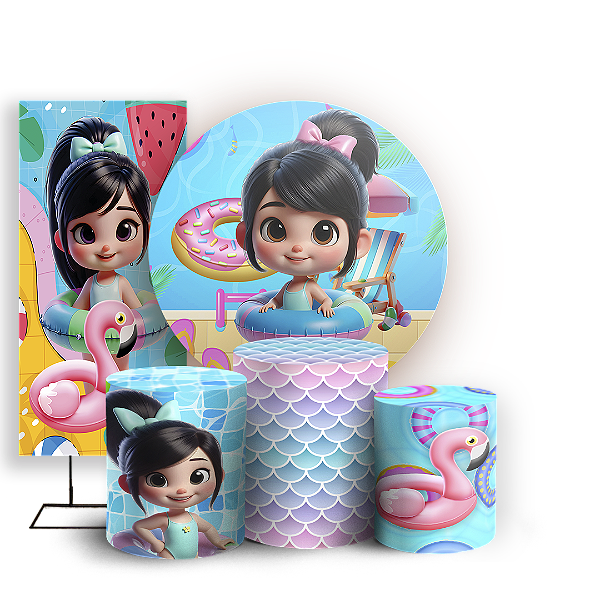 KIT Redondo Trio e Faixa - Pool Party - Sublimado 3D