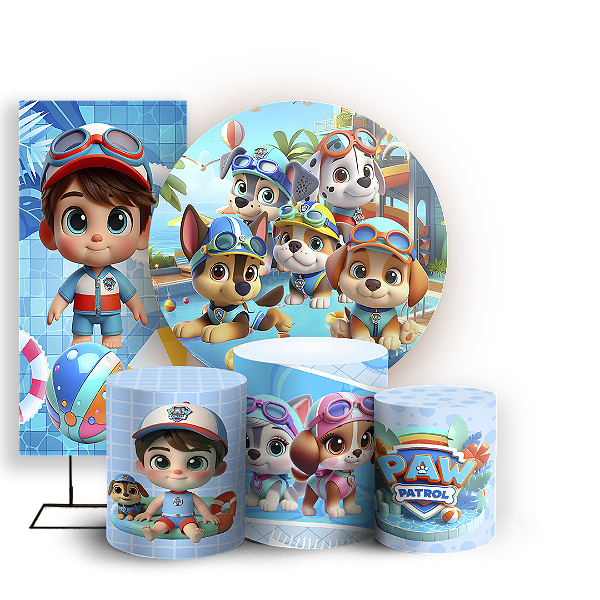 KIT Redondo Trio e Faixa - Patrulha Canina - Sublimado 3D