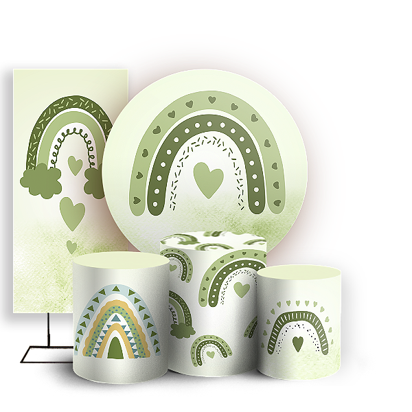 KIT Redondo Trio e Faixa - Arco Iris Boho - Sublimado 3D