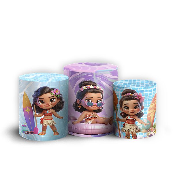 Capas Trio Cilindro Sublimado Vest Facil - Princesas Pool Party