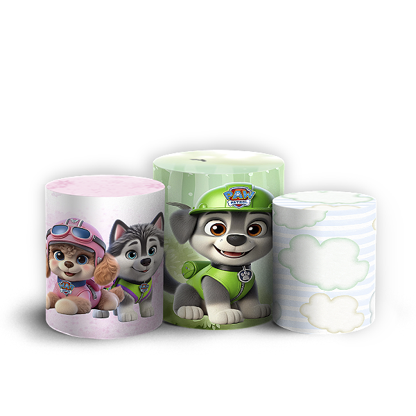 Capas Trio Cilindro Sublimado Vest Facil - Patrulha Canina