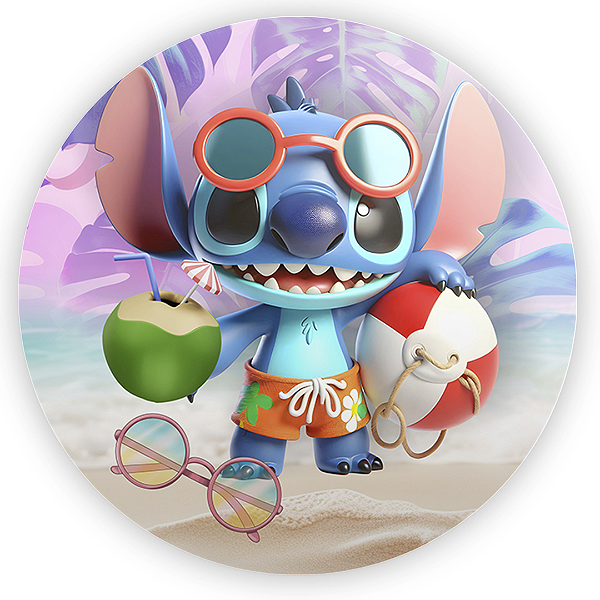 Painel Redondo - Stitch Pool Party - Sublimado 3D