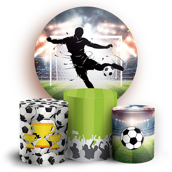 Capas Painel Redondo e Trio Cilindro Sublimado - Futebol
