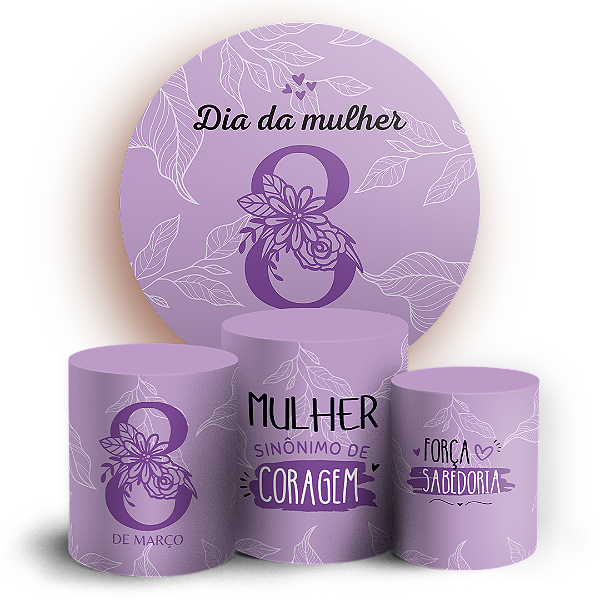 Capas Painel Redondo e Trio Cilindro Sublimado - Dia da Mulher