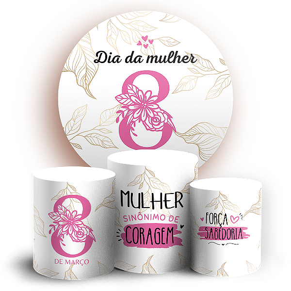 Capas Painel Redondo e Trio Cilindro Sublimado - Dia da Mulher