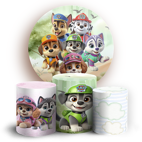 Capas Painel Redondo e Trio Cilindro Sublimado - Patrulha Canina
