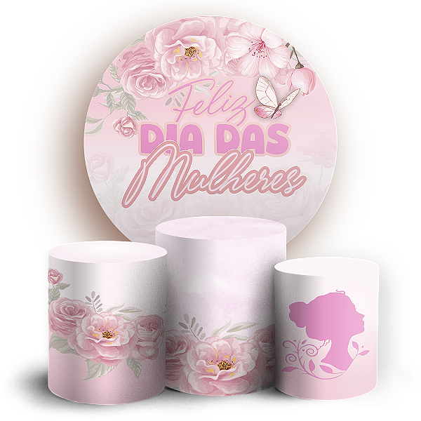 Capas Painel Redondo e Trio Cilindro Sublimado - Dia Das Mulheres