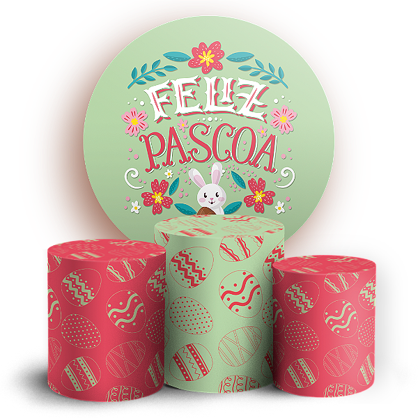 Capas Painel Redondo e Trio Cilindro Sublimado - Páscoa