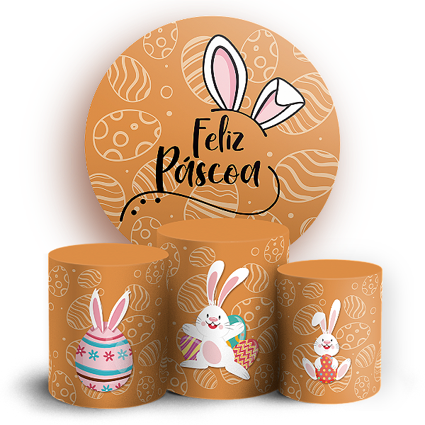 Capas Painel Redondo e Trio Cilindro Sublimado - Páscoa