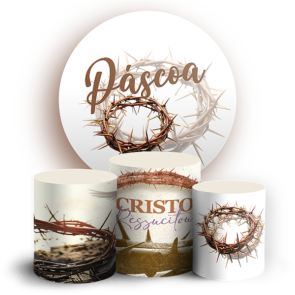 Capas Painel Redondo e Trio Cilindro Sublimado - Páscoa