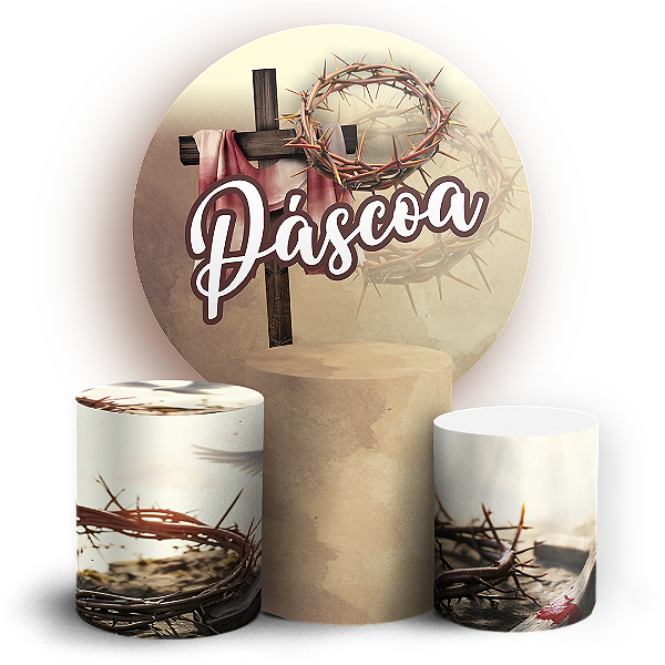 Capas Painel Redondo e Trio Cilindro Sublimado - Páscoa