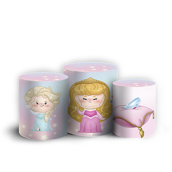 Capas Trio Cilindro Sublimado Vest Facil - Princesas