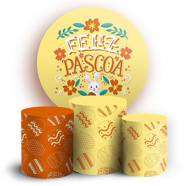 Capas Painel Redondo e Trio Cilindro Sublimado - Páscoa