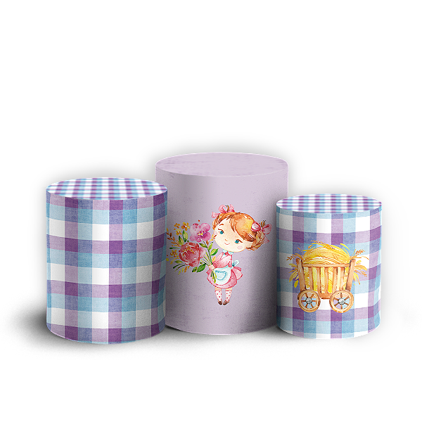 Capas Trio Cilindro Sublimado Vest Facil - Fazendinha